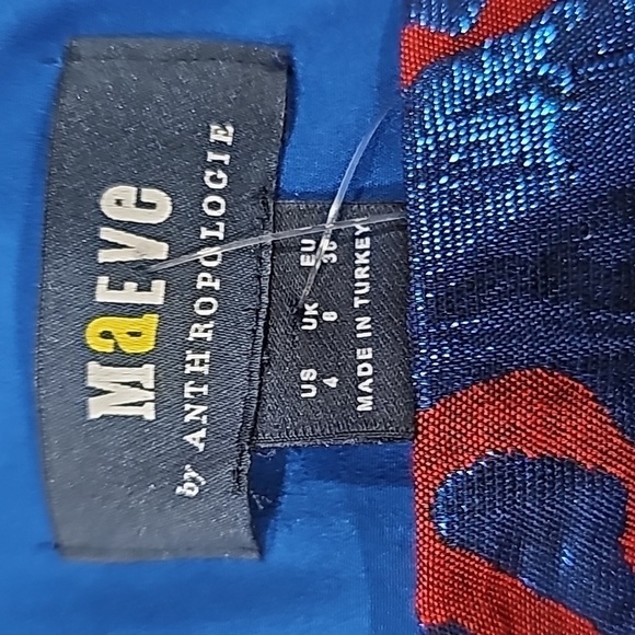 NWOT Maeve Shimmer Pleated Blue Motif Maxi Skirt Size 4 - Picture 5 of 8